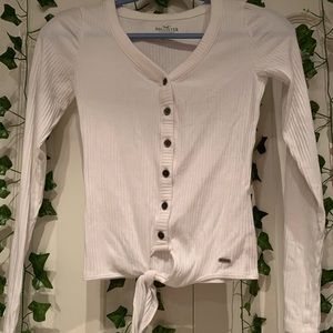 NEW WHITE HOLLISTER BUTTON DOWN TIE LONG SLEEVE